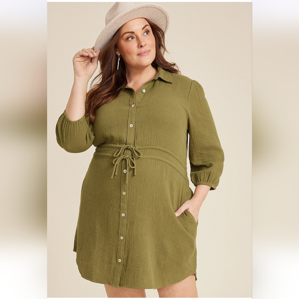 NWT Maurices Plus Size 2X Button Up Women's Dress